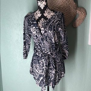 Paisley button down with belt tie